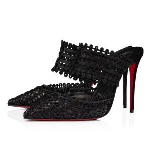 Christian Louboutin Mules Deia 100 mm en tissu et veau velours noir
