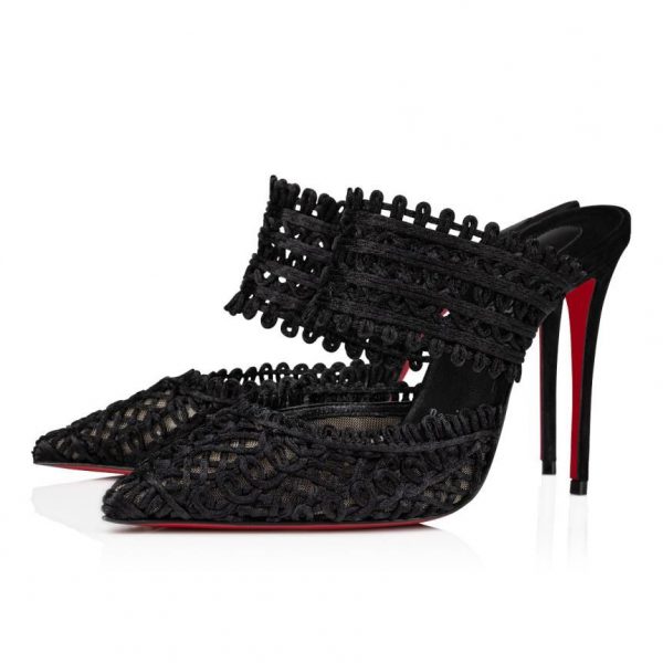 Christian Louboutin Mules Deia 100 mm en tissu et veau velours noir