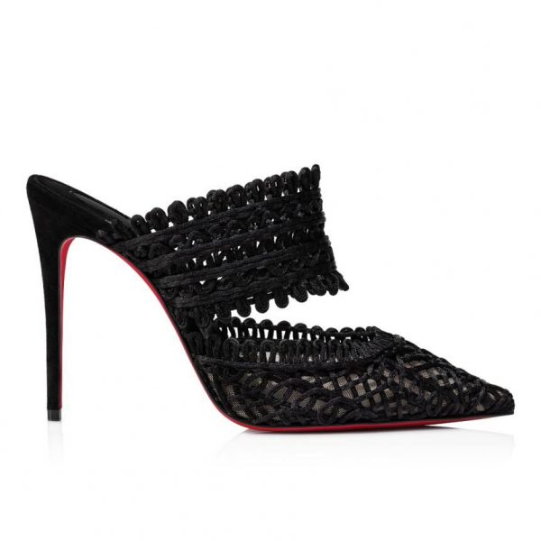 Christian Louboutin Mules Deia 100 mm en tissu et veau velours noir – Image 2