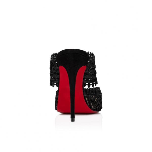 Christian Louboutin Mules Deia 100 mm en tissu et veau velours noir – Image 3