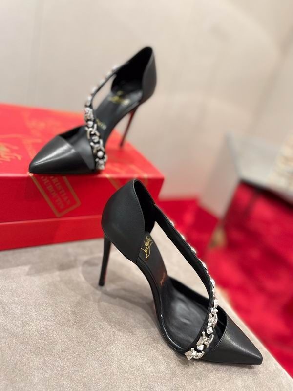 Christian Louboutin Deomina escarpins à bout pointu avec chaînes et clous 100 mm à brides croisées noires