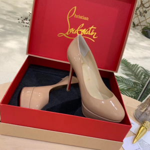 Christian Louboutin Dirditta 130mm Escarpins Cuir Verni Nude