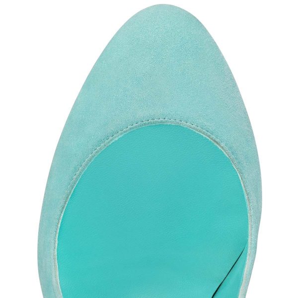 Christian Louboutin Dolly Escarpins 100mm Veau Suédé Bermuda Bleu – Image 4