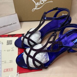 Christian Louboutin Double L Sandal 100 mm Elektra/lin Cuir Suédé Calfskin