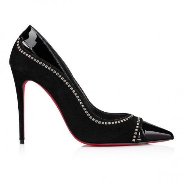 Christian Louboutin Duvette Strass escarpins 100 mm en cuir de veau verni noir – Image 3