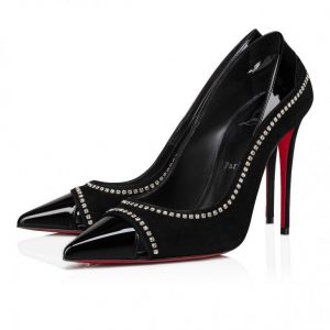 Christian Louboutin Duvette Strass escarpins 100 mm en cuir de veau verni noir
