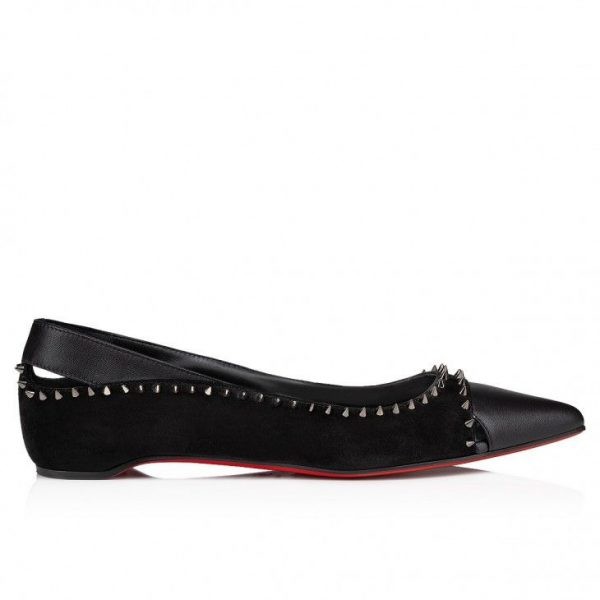 Christian Louboutin Ballerines Duvettina Spikes en cuir nappa noir – Image 2