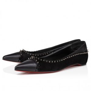 Christian Louboutin Ballerines Duvettina Spikes en cuir nappa noir
