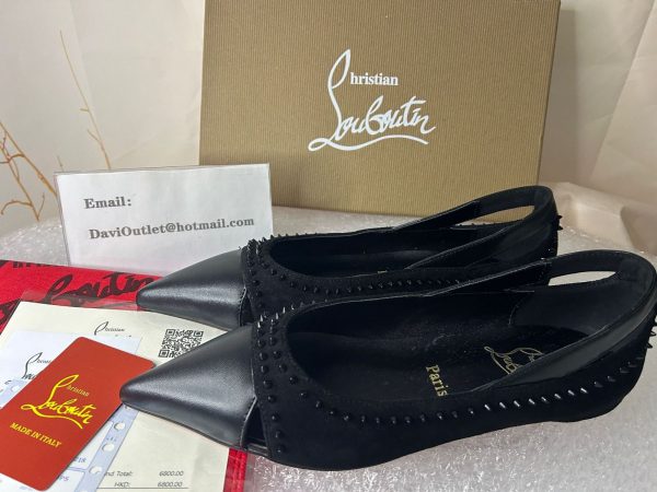 Christian Louboutin Ballerines Duvettina Spikes en cuir nappa noir – Image 3