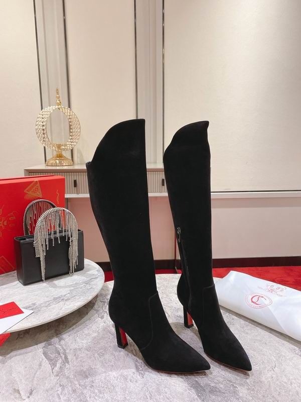 Christian Louboutin Eleonor Bottes à Talons Hauts 85mm en Daim Noir – Image 2