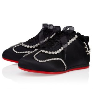 Christian Louboutin Baskets Eleonora Strass Satin Crêpe Noir
