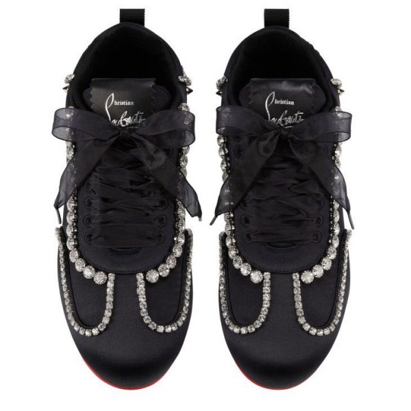 Christian Louboutin Baskets Eleonora Strass Satin Crêpe Noir – Image 3