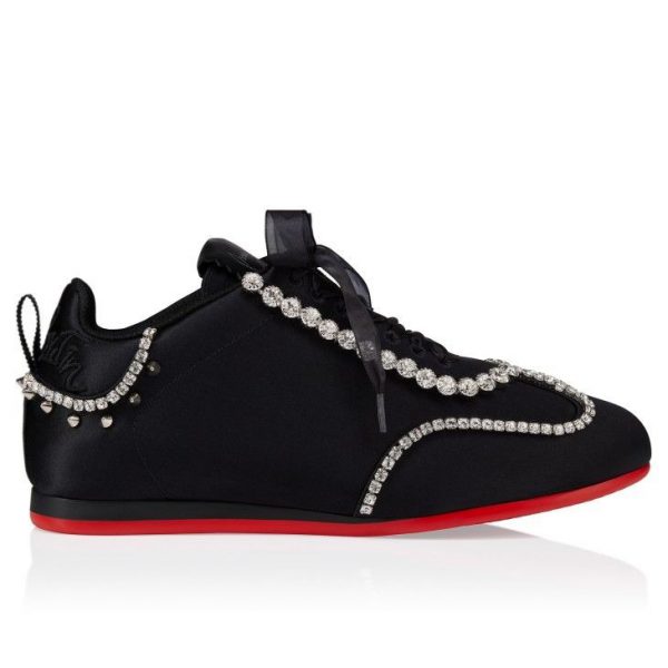 Christian Louboutin Baskets Eleonora Strass Satin Crêpe Noir – Image 4