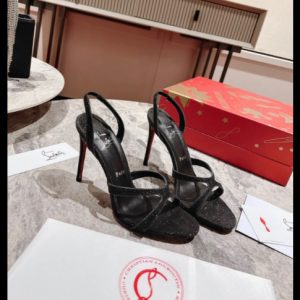 Christian Louboutin Emilie Sandales 100mm Cuir Pailleté Noir
