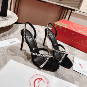 Christian Louboutin Emilie Sandales 100mm Cuir Velours Noir