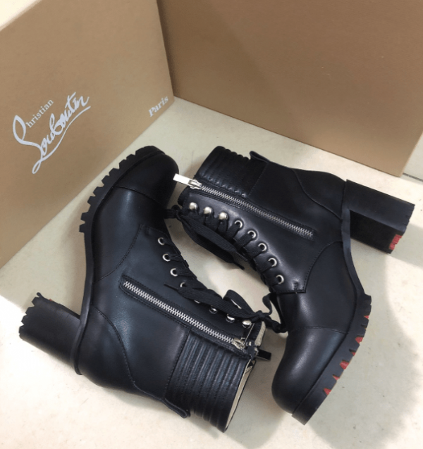 Christian Louboutin En Hiver Bottines 70mm Cuir de Veau Noir – Image 2
