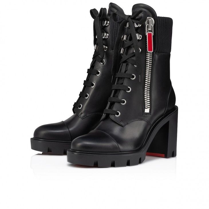 Christian Louboutin En Hiver Lug 70 Mm Bottines Basses en Cuir de Veau Noir