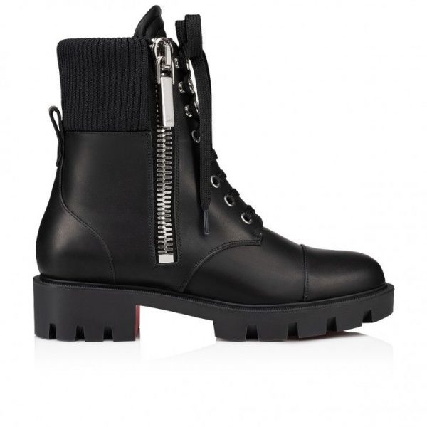 Christian Louboutin En Hiver Lug Bottines Basses en Cuir de Veau Noir – Image 2