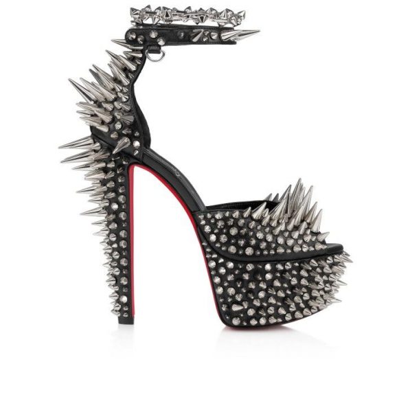 Christian Louboutin Estepic Sandal Alta 160 mm sandales à brides cuir nappa et clous noir – Image 3