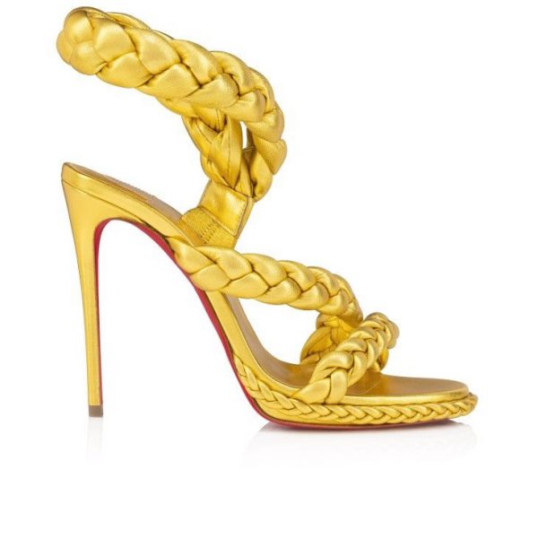 Christian Louboutin Fatima 120 Mm Sandales en Cuir Nappa Iridescent Or – Image 2