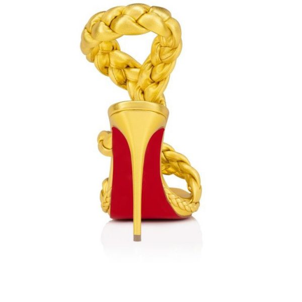 Christian Louboutin Fatima 120 Mm Sandales en Cuir Nappa Iridescent Or – Image 3