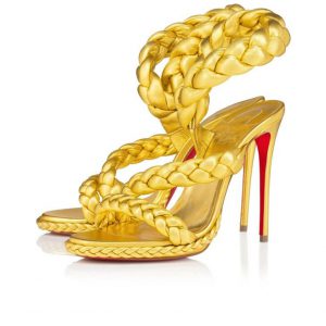 Christian Louboutin Fatima 120 Mm Sandales en Cuir Nappa Iridescent Or