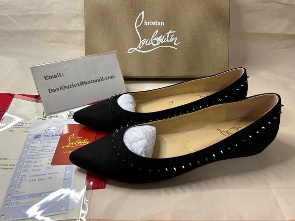 Christian Louboutin Ballerines plates Anjalina black/black gun daim – Image 5