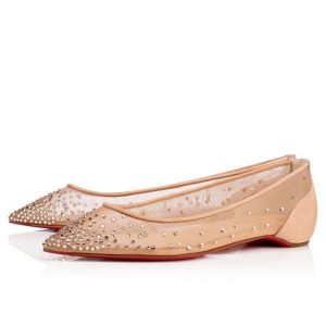 Christian Louboutin Ballerines plates Follies Strass Version maille soie légère