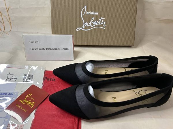 Christian Louboutin Ballerines plates Galativi Version noir veau velours – Image 5