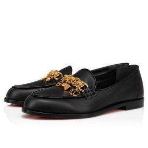 Christian Louboutin Ballerines plates Gourmi Moc Bk/gold/lin Bk cuir