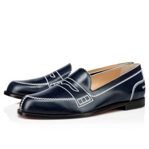 Christian Louboutin Ballerines plates Mocalaureat navy/white cuir