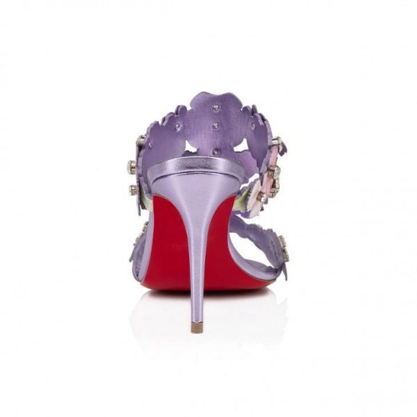 Christian Louboutin Flora 85 mm Mules Cuir de Veau Imprimé Fleuri et Cuir Nappa Irisé Multicolore – Image 3