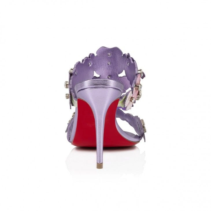 Mules Christian Louboutin Flora 85 mm en cuir de veau imprimé fleuri et cuir nappa irisé multicolore – Image 4