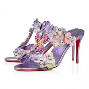 Christian Louboutin Flora 85 mm Mules Cuir de Veau Imprimé Fleuri et Cuir Nappa Irisé Multicolore