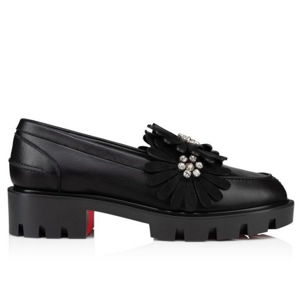 Christian Louboutin Mocassins Flora en cuir nappa et daim noir – Image 2