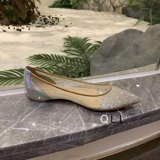 Christian Louboutin Follies Strass Ballerines en Maille et Cuir Verni Argent – Image 2