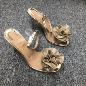 Christian Louboutin Fossiliza Sandales 100mm PVC et Cuir Pailleté Or