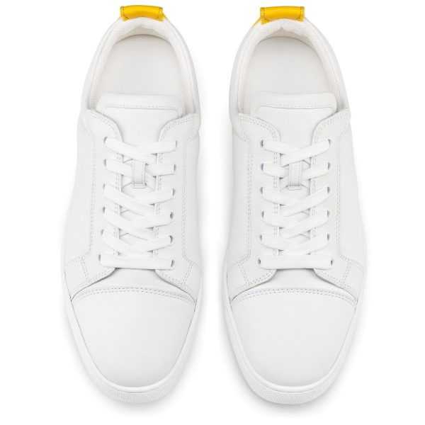 Christian Louboutin Fun Louis Junior Baskets Femme en Cuir de Veau Blanc Jaune – Image 2