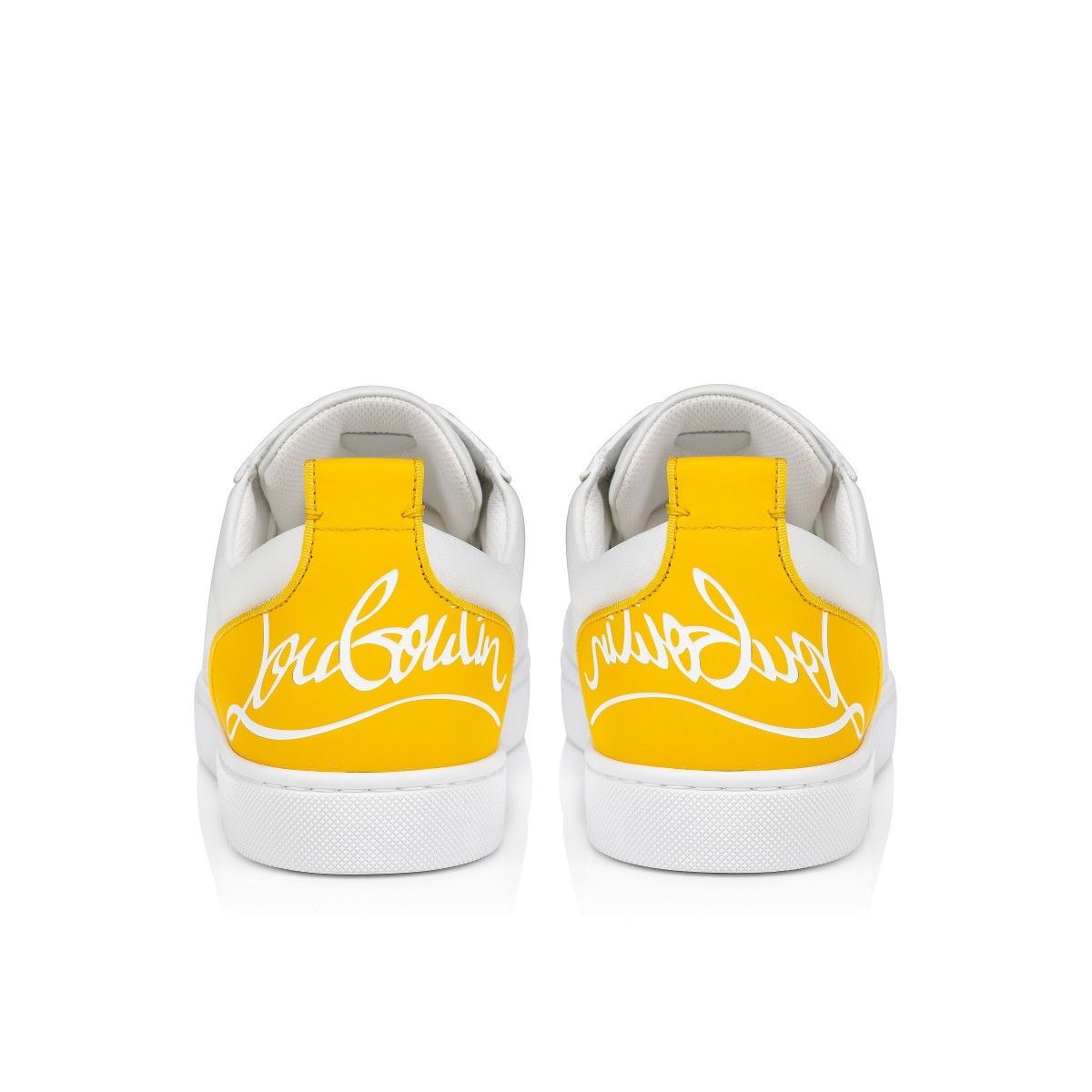 Christian Louboutin Fun Louis Junior Baskets Femme en Cuir de Veau Blanc Jaune – Image 4