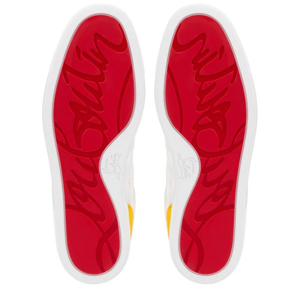 Christian Louboutin Fun Louis Junior Baskets Femme en Cuir de Veau Blanc Jaune – Image 5
