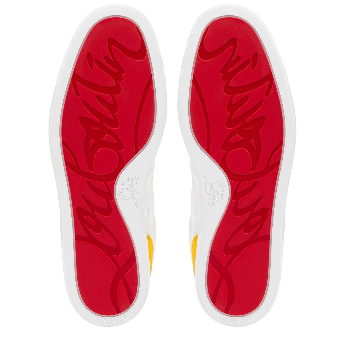 Christian Louboutin Fun Louis Junior Baskets Femme en Cuir de Veau Blanc Jaune – Image 5