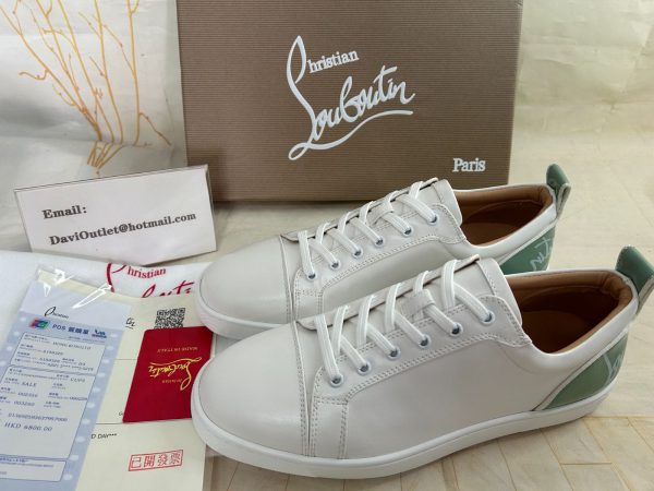 Christian Louboutin Baskets Femme Fun Louis Junior Hommes Cuir de veau Blanc