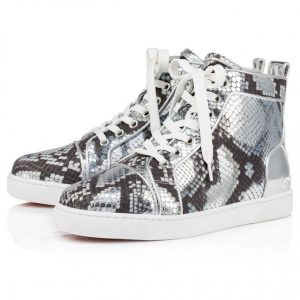 Christian Louboutin Fun Louis Baskets Hautes Femme en Cuir de Veau Gaufré Amazonia Multicolore