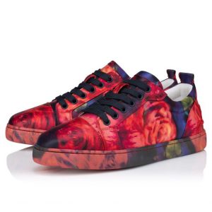 Christian Louboutin Baskets Fun Louise Junior Satin Crêpe imprimé Roses Multicolore