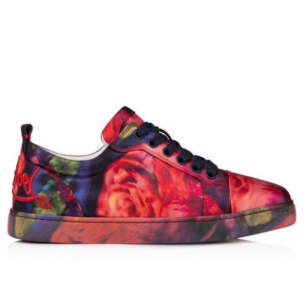 Christian Louboutin Baskets Fun Louise Junior Satin Crêpe imprimé Roses Multicolore – Image 2