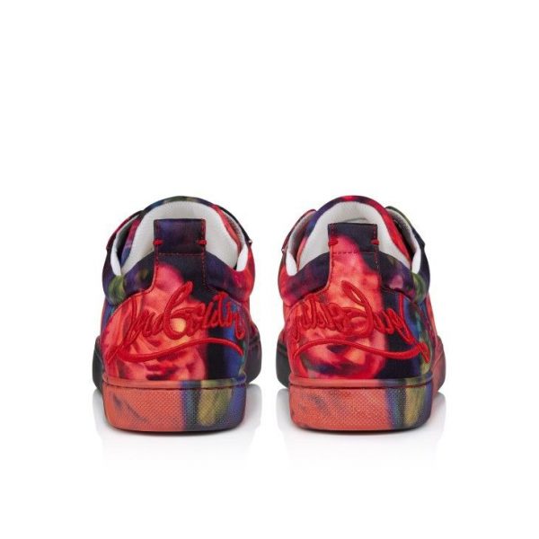 Christian Louboutin Baskets Fun Louise Junior Satin Crêpe imprimé Roses Multicolore – Image 3