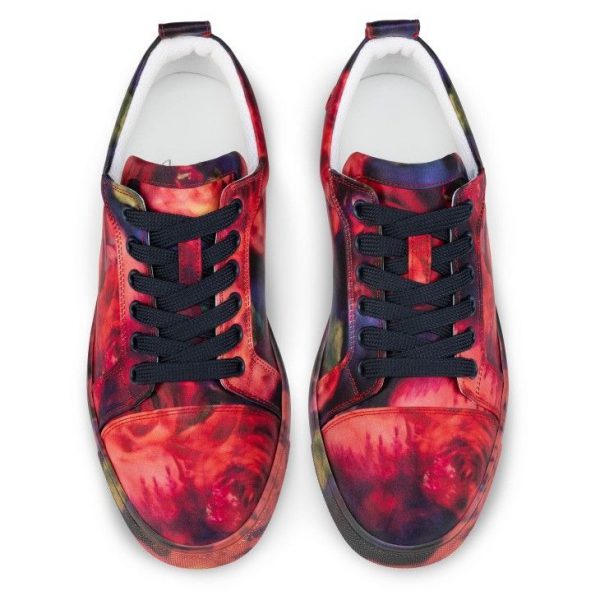 Christian Louboutin Baskets Fun Louise Junior Satin Crêpe imprimé Roses Multicolore – Image 4