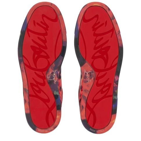 Christian Louboutin Baskets Fun Louise Junior Satin Crêpe imprimé Roses Multicolore – Image 5