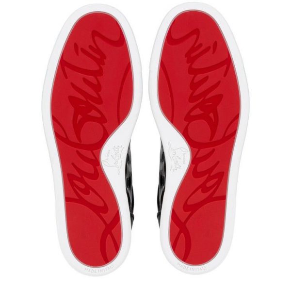 Christian Louboutin Fun Vieira Orlato Baskets en Cuir de Veau Gaufré Alligator Noir – Image 3