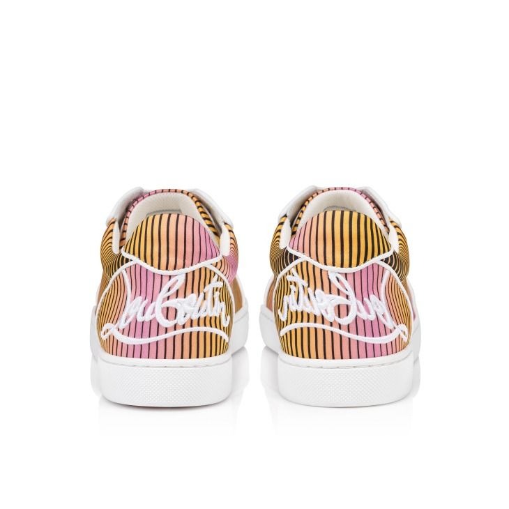 Christian Louboutin Fun Vieira Baskets Femme en Satin Crêpe Imprimé Aftersun Multicolore – Image 3